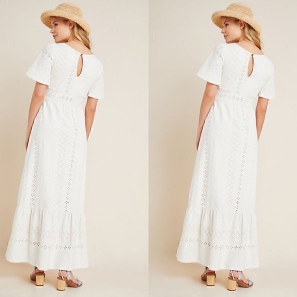 Anthropologie White Eyelet Maxi Dress - Picture 2 of 10